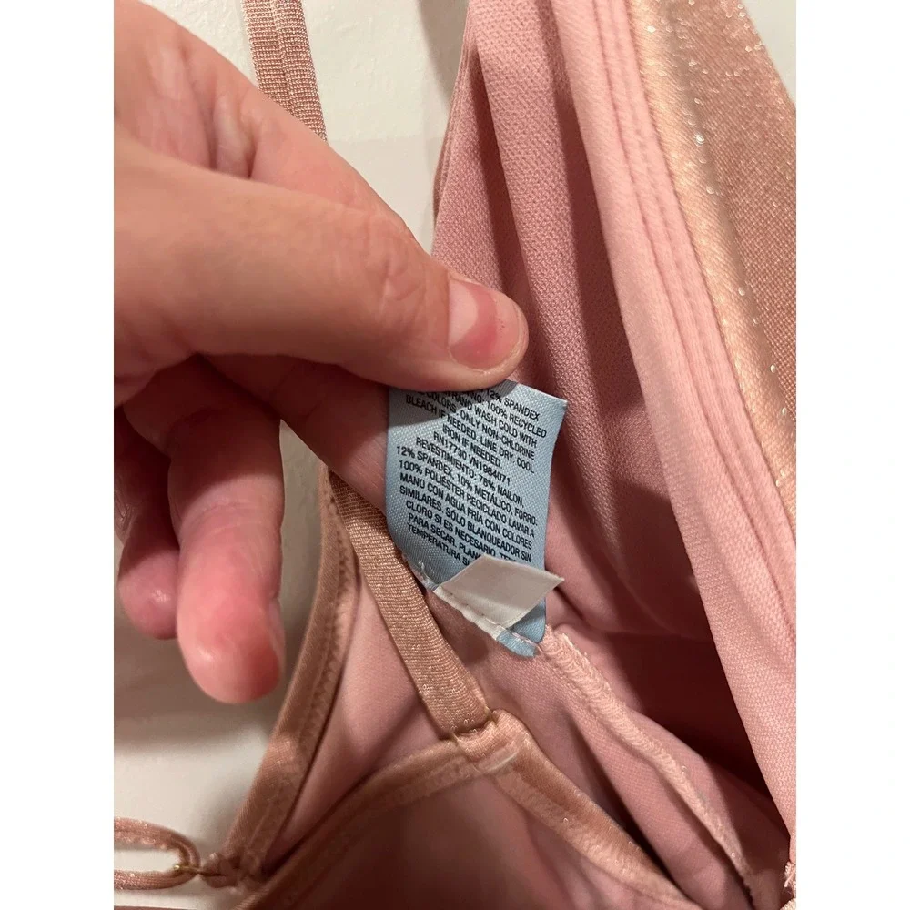 Shade & Shore Womens One Piece Swimsuit Metallic Shimmer Rose Gold Size M